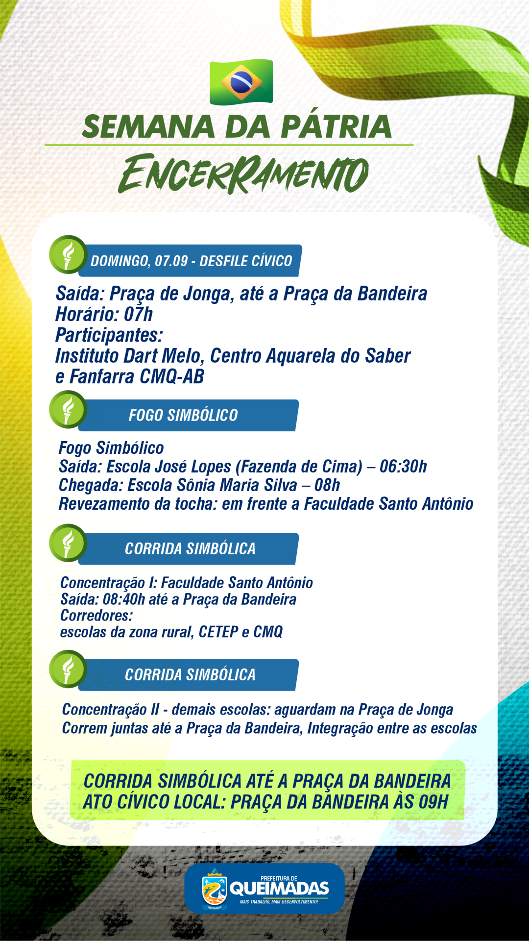 Queimadas se prepara para o grande encerramento da Semana da Pátria neste domingo 07 de Setembro